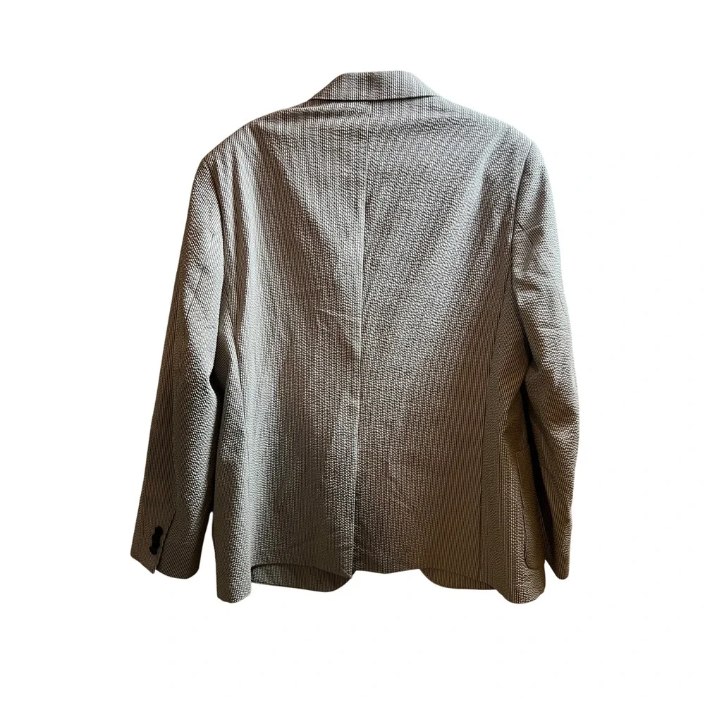 Banana Republic Mens 44R Seersucker Blazer Dark Grey White Striped Sport Coat